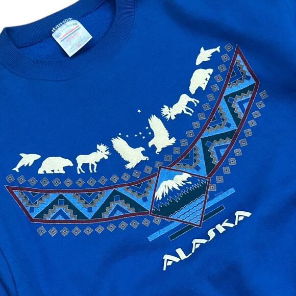 Vintage Blue Alaska Wildlife Nature Sweatshirt Pullover / Women’s XL - - Picture 2 of 4
